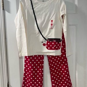 Gymboree Kids - Girls Polka Dot Set - Cream and Red - 10-12Y